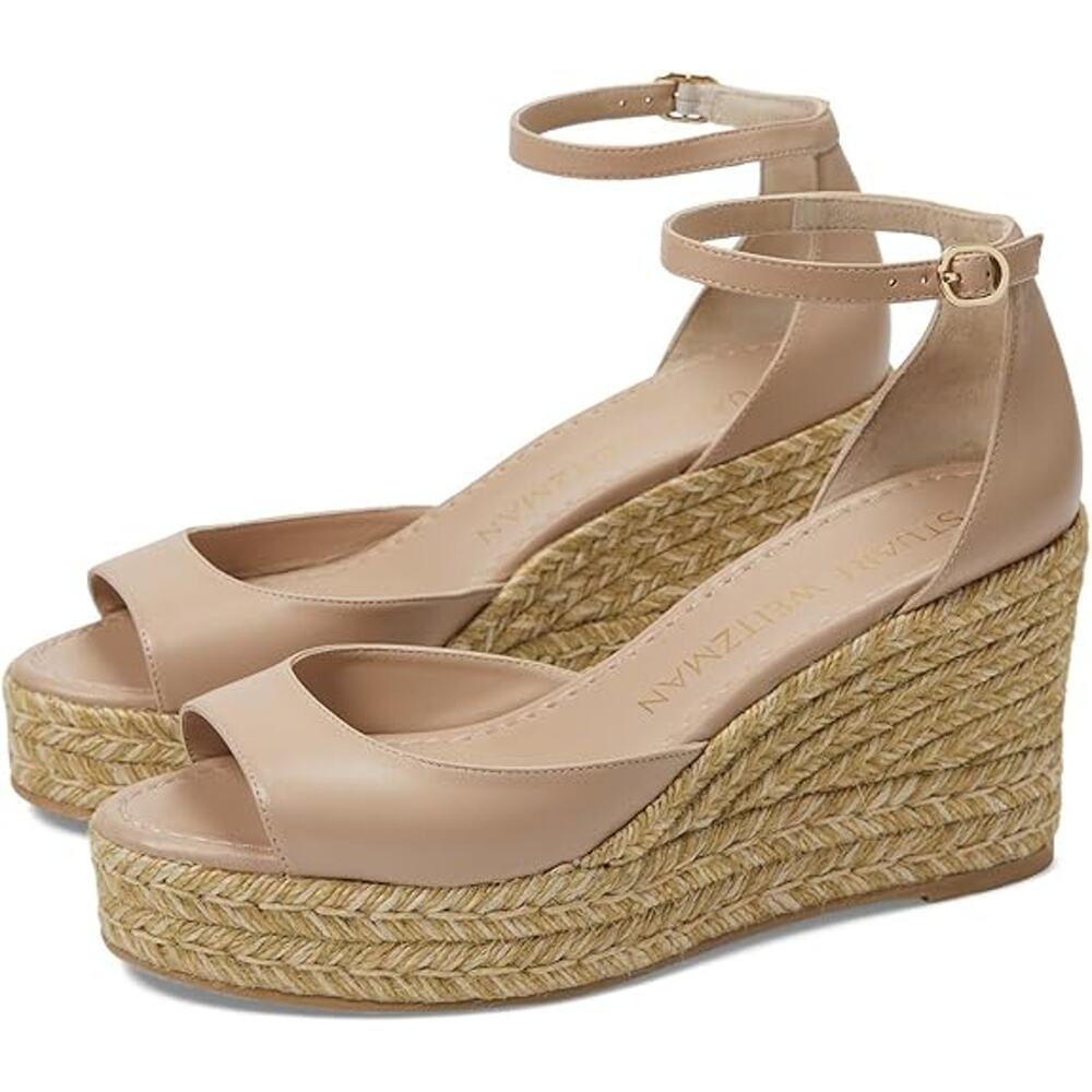 Stuart Weitzman Nudistia Espadrille Ankle Strap Wedge Platform Sandals Beige 9